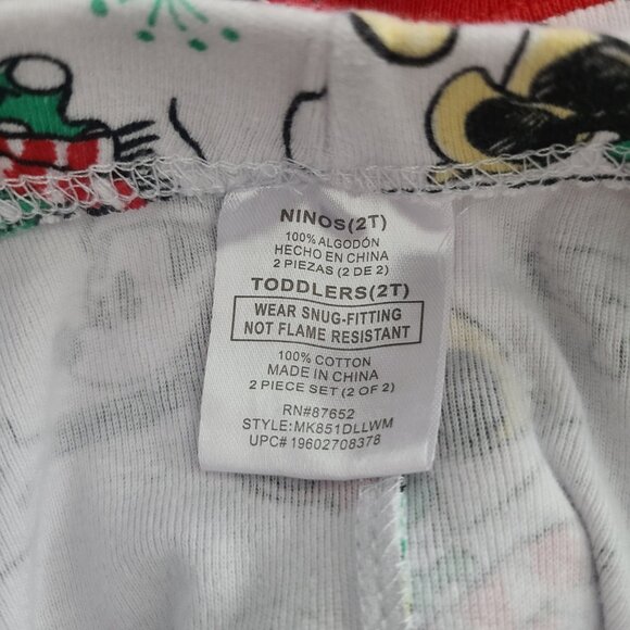 Disney Mickey & Minnie Mouse Holiday Pajama Set Red White Toddler Size 2T - Picture 7 of 7